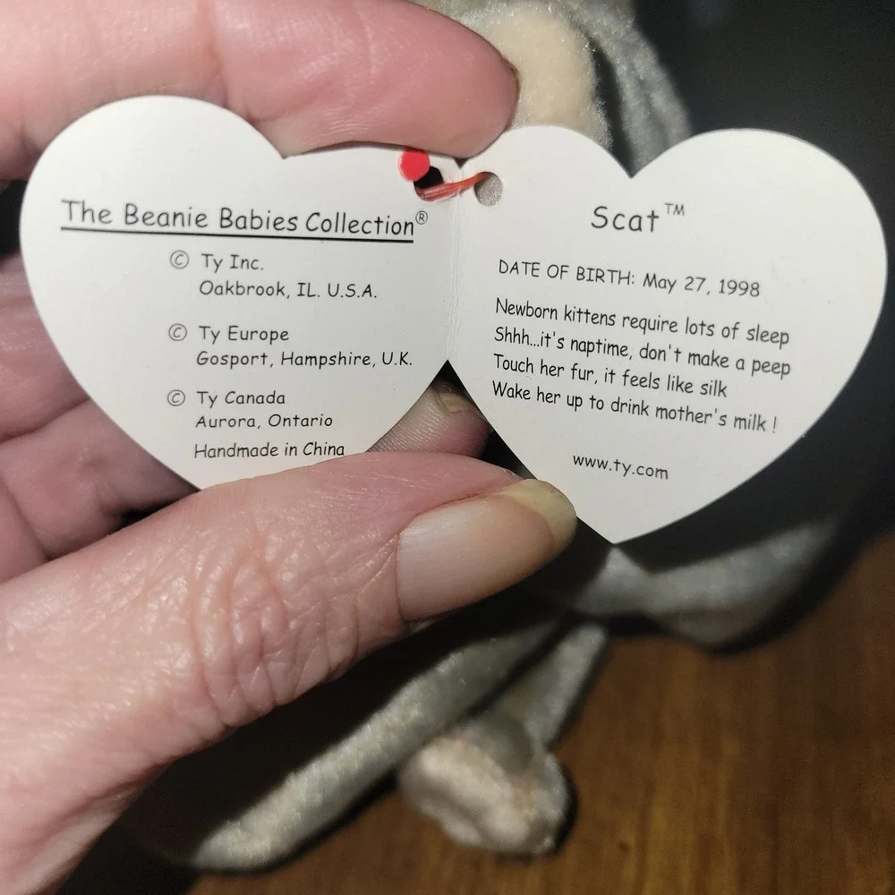 Ty Beanie Baby Pounce 1997 & Scat 1998 Cat Lot w Tags Vintage Plush‎